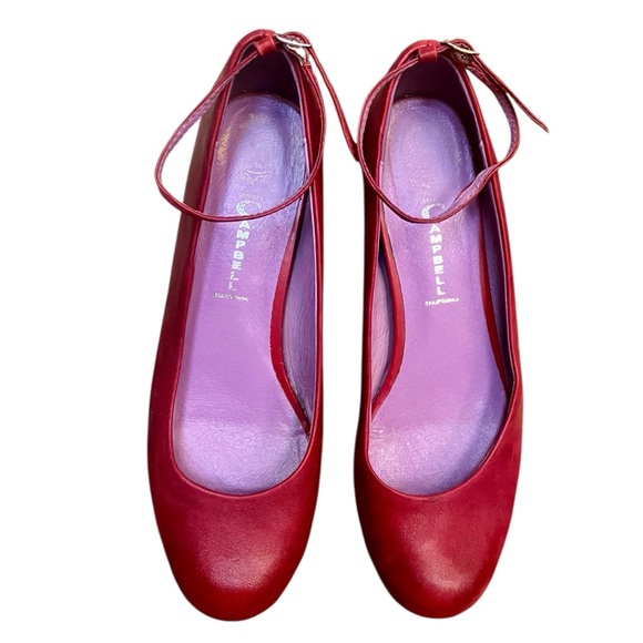 Jeffrey Campbell Maude Red Leather Wedge Shoes Rounded Toe Women's Size 9.5M - Picture 3 of 8
